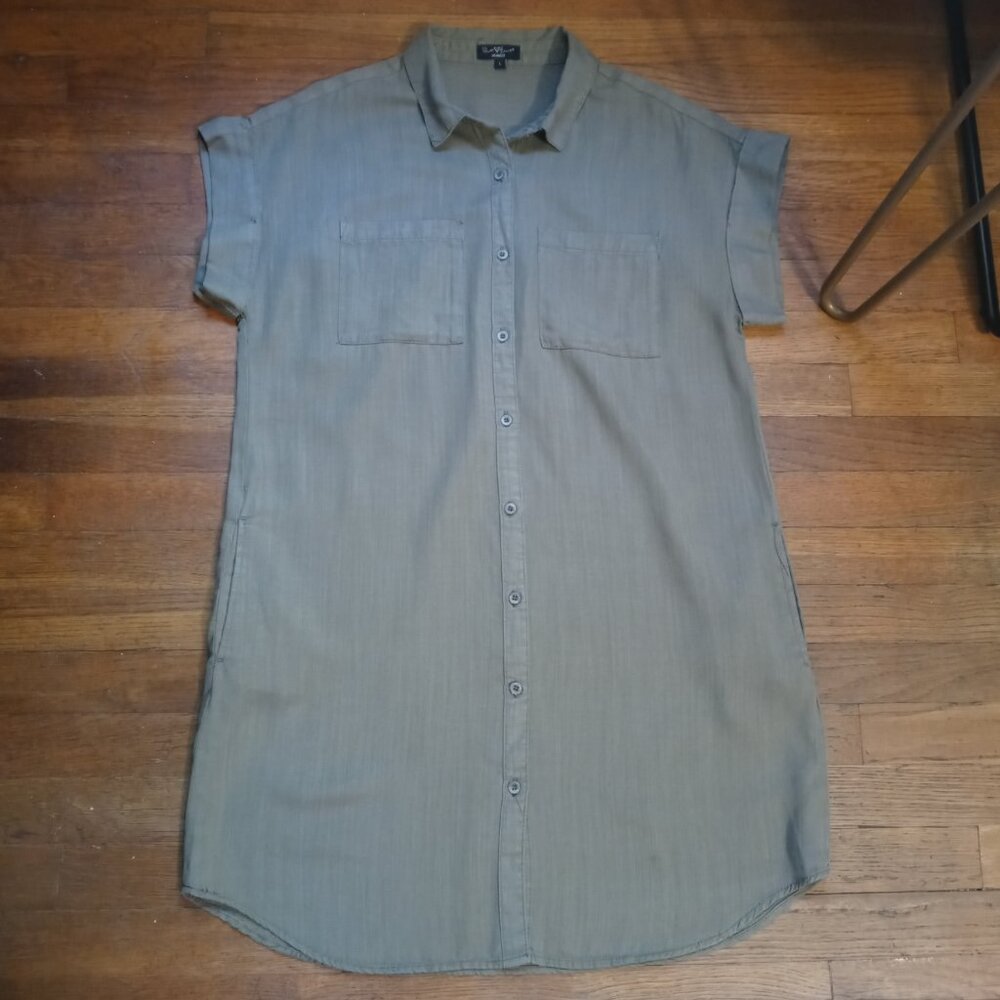 VELVET HEART 100% tencel shirt dress in green (L)